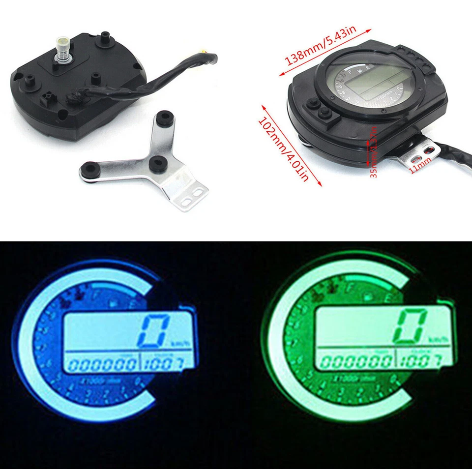 Moto LCD Digital Medidor Velocímetro Odómetro Indicador Retroiluminación 7 Colores Foto 1 de 4