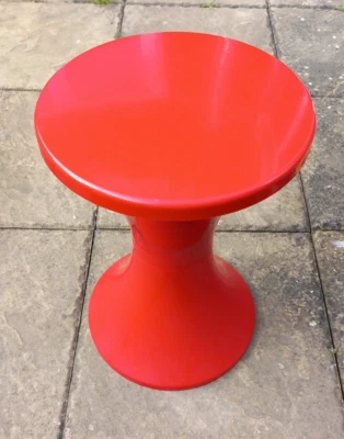 Vintage Retro Red stamped Tam Tam plastic stool Retro Habitat Space Age Atomic - Image 1 of 4