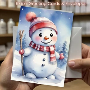 Christmas Greeting Cards w/ Envelope - Set of 6 -5x7 Cards & Envelopes #011 - Picture 1 of 2