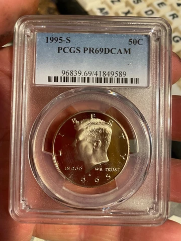 1995-S Proof Kennedy 50c Half Dollar, PCGS PR69DCAM Cover