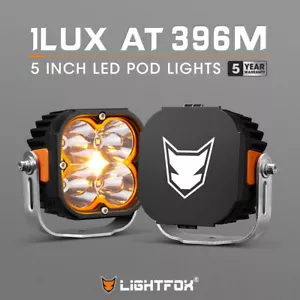 Lightfox Pair 5inch Osram LED Pod Lights Work Light White Amber Combo Beam - Picture 1 of 11