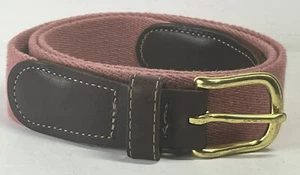Preston - Flat Pink Leather Canvas Belt - Men's Size 36 Made USA New England - Picture 1 of 10