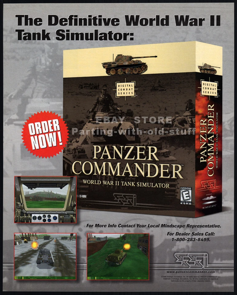 PANZER COMMANDER__Original 1998 Trade print AD / video game poster__PC Tank Sim - Image 1 of 1