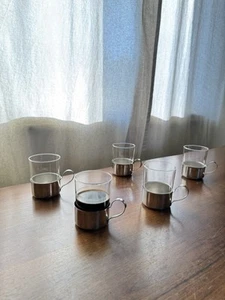 Vintage 5 piece Schott & Gen Mainz Jena Glass with Stainless Steel Quist holder - Picture 1 of 6