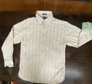 Vintage Tommy Hilfiger Mens L Striped Button Up Shirt 80s 2-Ply - Picture 1 of 10