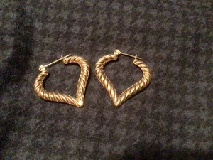 14k gerippte Herz Creolen 1" 1,9 Gramm - Bild 1 von 4