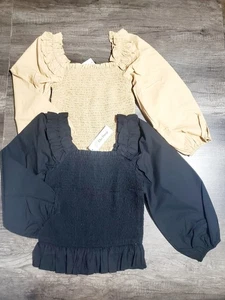 Top The Drop para mujer manga larga con volantes talla: XS, S, M, L. - Imagen 1 de 13