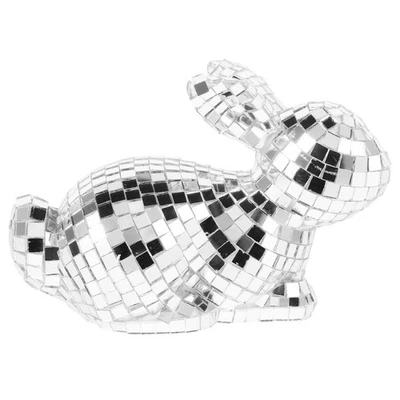  Coniglio da discoteca sfermata argento specchio glitter palla da discoteca - Immagine 1 di 4