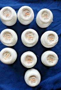 Vintage but Unused COATS CHAIN MERCER CROCHET COTTON 10 complete balls White 60 - Picture 1 of 4