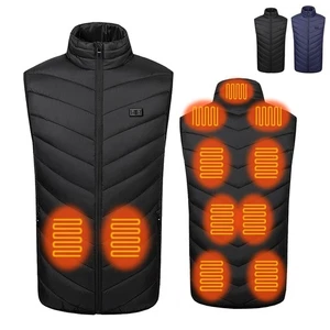 USB Schwarz/Blau Heiz Wärmeweste Weste 11-Zonen-Heiz Jacke Beheizt - Bild 1 von 14