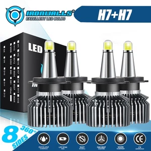 8-sides H7 H7 LED Headlight Combo High Low Beam 6500K 4x For BMW 328i 2007-2016 - Picture 1 of 12