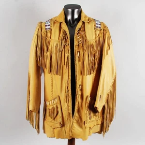 Giacca western nativi americani frange pelle con perline Ren Ellis 42 - Foto 1 di 9