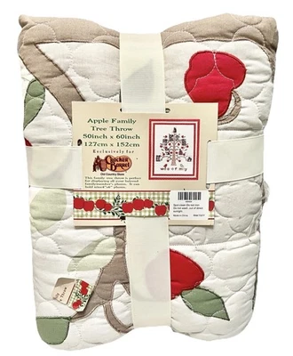 Cracker Barrel Quilted Throw Apples Family Tree Photo Pockets 50X60 Country NEW - Image 1 of 4