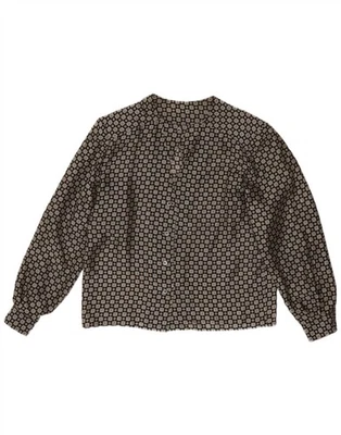 VINTAGE Womens Shirt Blouse UK 16 Large Black Geometric Silk AH03 - Image 1 of 3