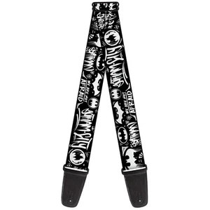 Correa de Guitarra DC Comics, Batman Gotham City Graffiti Collage Negro Blanco, 2 in... - Imagen 1 de 3