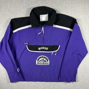 Vintage Colorado Rockies Jacket Size Large Columbia Purple black Baseball Anorak - Picture 1 of 7