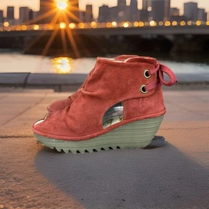 ✅Fly London Keilsandale Damen 6,5 Yama Peeptoe Knöchelriemen Sommerschuhe - Bild 1 von 11