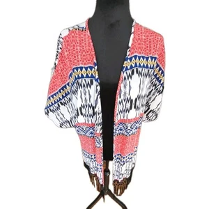 Fever Colorful Patterned Women's Kimono Jacket medium Boho Western Southwestern - Picture 1 of 5