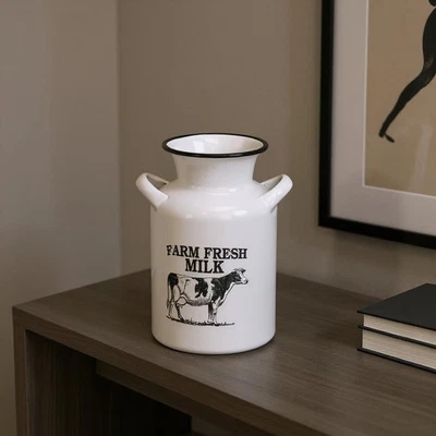 8" Black And White Metal Jug Vase - Image 1 of 4