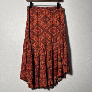 Shyanne Skirt Womens Multicolor Boho Festival Western Asymmetrical Aztec Large - Picture 1 of 4