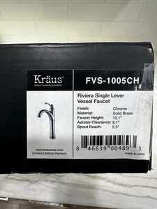 Kraus FVS-1005CH Riviera Single Lever Vessel Bathroom Faucet Chrome - Picture 1 of 8