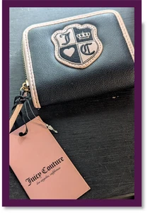 🖤 Juicy Couture “Queen of Everything” Zip Wallet – Black & Pink Royal Sass 🖤 - Picture 1 of 9