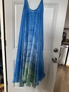 womens kantha bạe summer time dress sheer blue and green free size - Picture 1 of 5