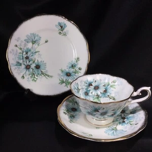 Juego de té de 3 piezas Royal Albert Marguerite taza de té trío plato forma Avon dorado - Imagen 1 de 9