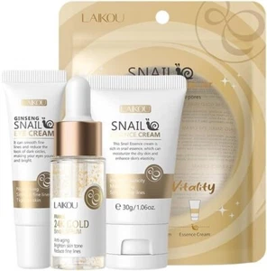 24K Gold Snail Skin Care Kit Snail 24K Gold Essence Eye Cream Serum Travel Set - Picture 1 of 21