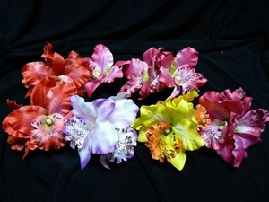Cattaleya Orchid Alligator Hair Clip Corsage Flower Floral Pinup Wedding Formal - Picture 1 of 17