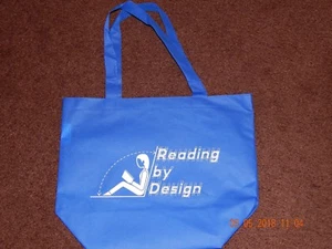 READING BY DESIGN BIBLIOTHEK EINKAUFSTASCHE WIEDERVERWENDBAR TASCHE DICK 15" X 12" BLAU NEU - Bild 1 von 3