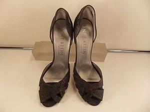 ANNE KLEIN GRAY GLITTER HIGH HEEL PEEP TOE EVENING SANDAL PUMP 8 1/2 M $195.00!! - Picture 1 of 5