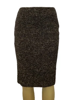 Piazza Sempione Pencil Skirt Tweed Straight Lined Knee Length Brown 42 S - Image 1 of 4