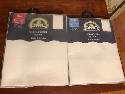 2. pks. DMC Needlework Fabric Aida 14 Ct. And Linen 28 Ct. 14” X  18” - Image 1 of 4