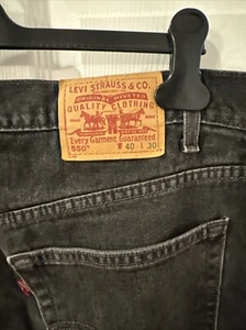 Levis 550 Jeans Mens 40x30 Black Denim Tapered Workwear American Dark Wash - Picture 1 of 9