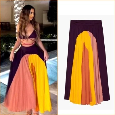 Saia ZARA Woman STUDIO edição limitada Flowy multicolorida AMARELA - Imagem 1 de 4