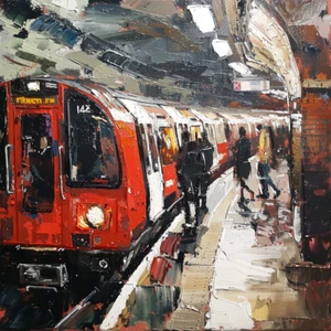 Stampa da parete su tela metropolitana Londra | stazione metropolitana scena urbana | 30x30 e dimensioni| - Foto 1 di 1