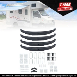 7000# 7k Tandem Trailer Axle Suspension Kit 6Leaf 3500# Spring U-bolt Hanger Kit - Foto 1 di 11
