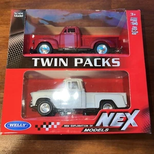 2L 53/55 Chevy 3100 Pick Up & Step sid Truck Model Welly Die cast Twin Pack NIB  - Picture 1 of 2