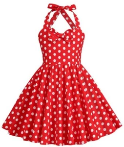 Kids Vintage Polka Dot 50s Girls Dress 1950s Dresses for Girls Halter Dress P... - Picture 1 of 9