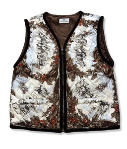 Archival 🔥 Etienne Aigner Silk Vest Quilted Jacket Printed "Winter dogs" - Picture 1 of 17