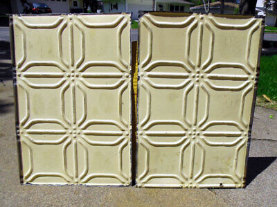 SALE 2 Antique Ceiling Tin Tile Simple & Elegant Pie Cupboard Doors Cottage Chic • 44.98$