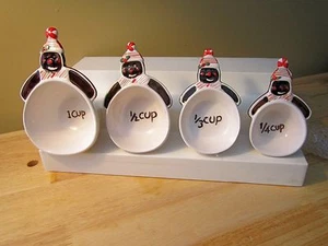 Ceramic Measuring Cups Set Nesting Gingerbread Man 1,1/2,1/3,1/4  4 Pack NIB - Picture 1 of 12