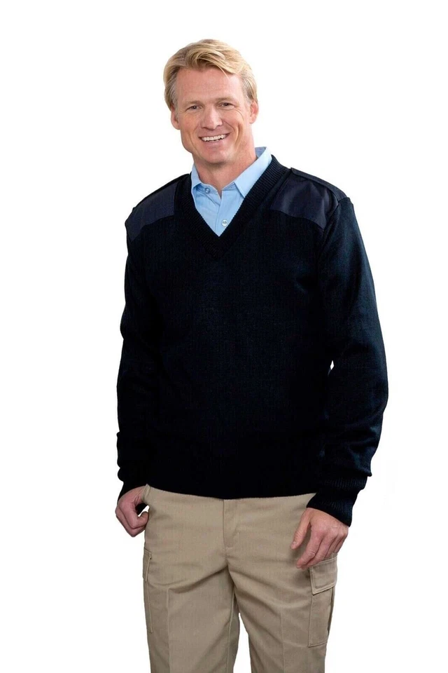 A PLUS CAREER APPAREL 5955 Unisex V-Neck DARK NAVY Commando Sweater LARGE A+ - Image 1 of 1