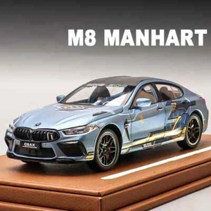 1:24 BMW M8 MANHART Supercar Alloy Car Model Sound Light Pull Back Toy Vehicle - Picture 1 of 25