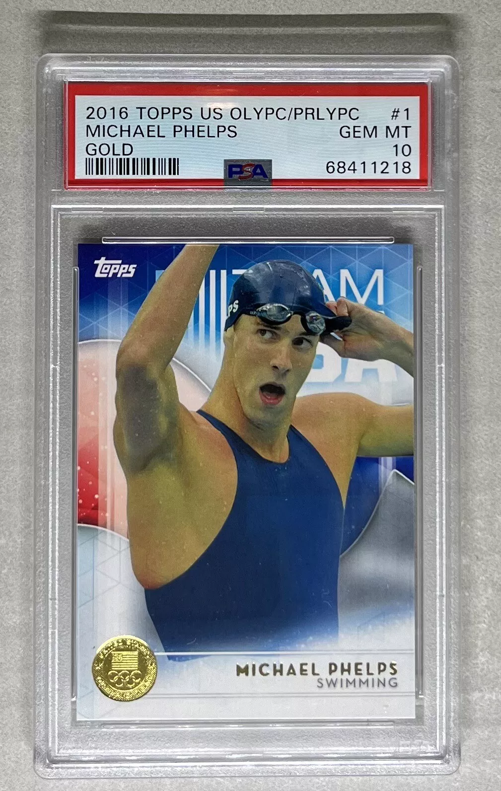 2016 Topps US Olympics 1 Michael Phelps Gold Low POP PSA 10 Gem Mint USA