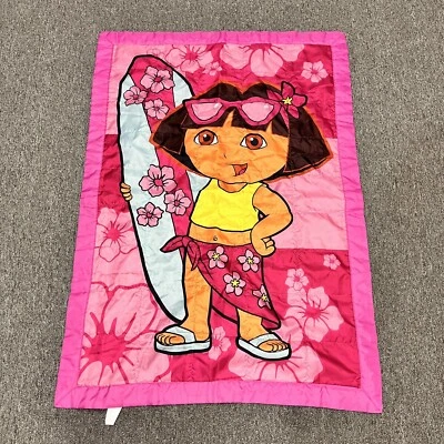 Dora The Explorer Girls Throw Beach Travel Blanket Hawaii Surf Board Pink 2008 - Image 1 of 4