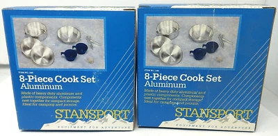 LOT of 2 Stansport 8-Piece Cook Set Aluminum -2 man- Camping Hiking Survival NEW - Image 1 of 4