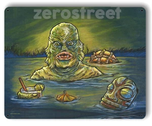 Vintage Styled Metal Sign Creature Cocktail Lagoon Art Tiki Mug Bar Decor - Picture 1 of 1