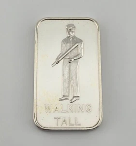 Walking Tall Vintage 1oz Silver Art Bar Measure Of A Man Is How Tall He Walks - Picture 1 of 3